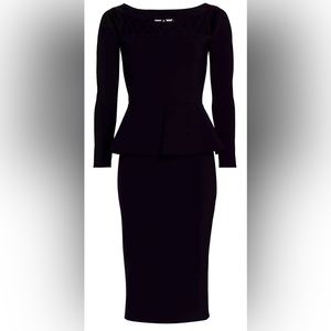 Chiara Boni La Petite Robe 3/4 Sleeves Boatneck 3D Peplum Waist Pencil Skirt